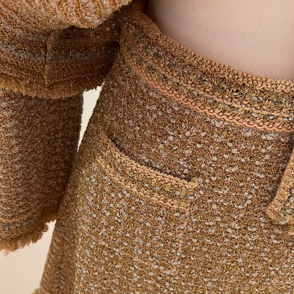 M Missoni Gold Silver Glitter Knit Skirt Suit Size 44 - Picture 10 of 17
